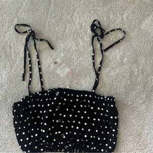 Free People Black and White Polka Dot Crop Top